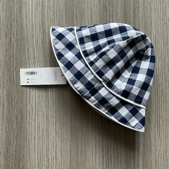 NWT Janie and Jack Gingham Bucket Hat & NWT Striped Palm Bucket Hat White 3-6M - Picture 7 of 14